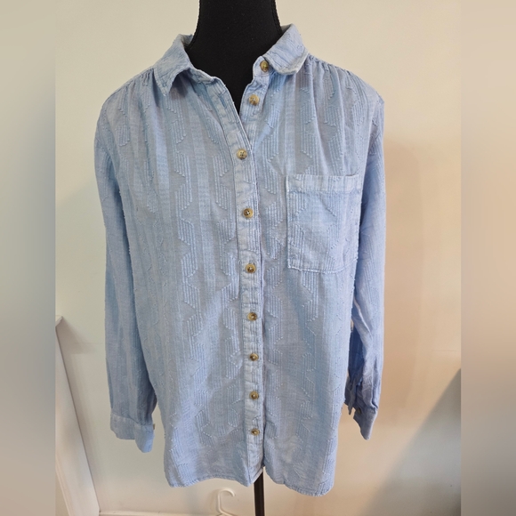 Anthropologie Pilcro cotton laced back button down shirt Sz M - Picture 2 of 14